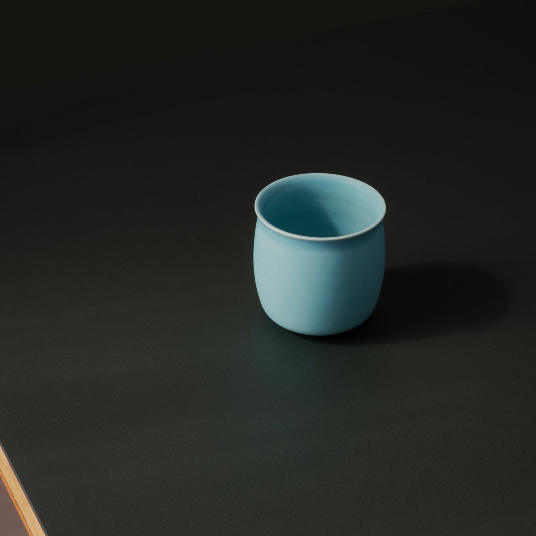 Set of 2 Medium Azure Blue Drinking Cups - Smooth Handleless Shape - Image 2