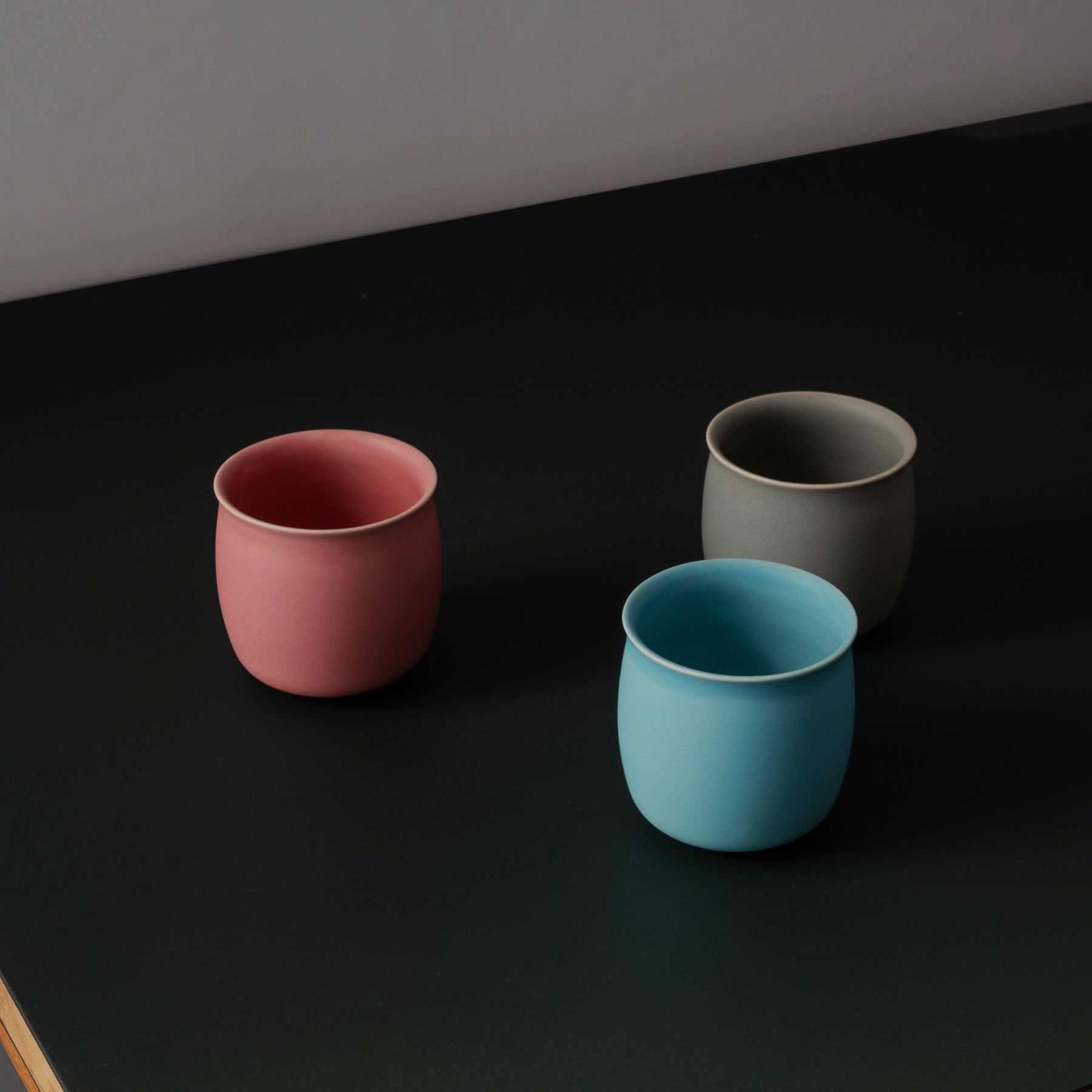 Set of 2 Medium Azure Blue Drinking Cups - Smooth Handleless Shape - Image 3