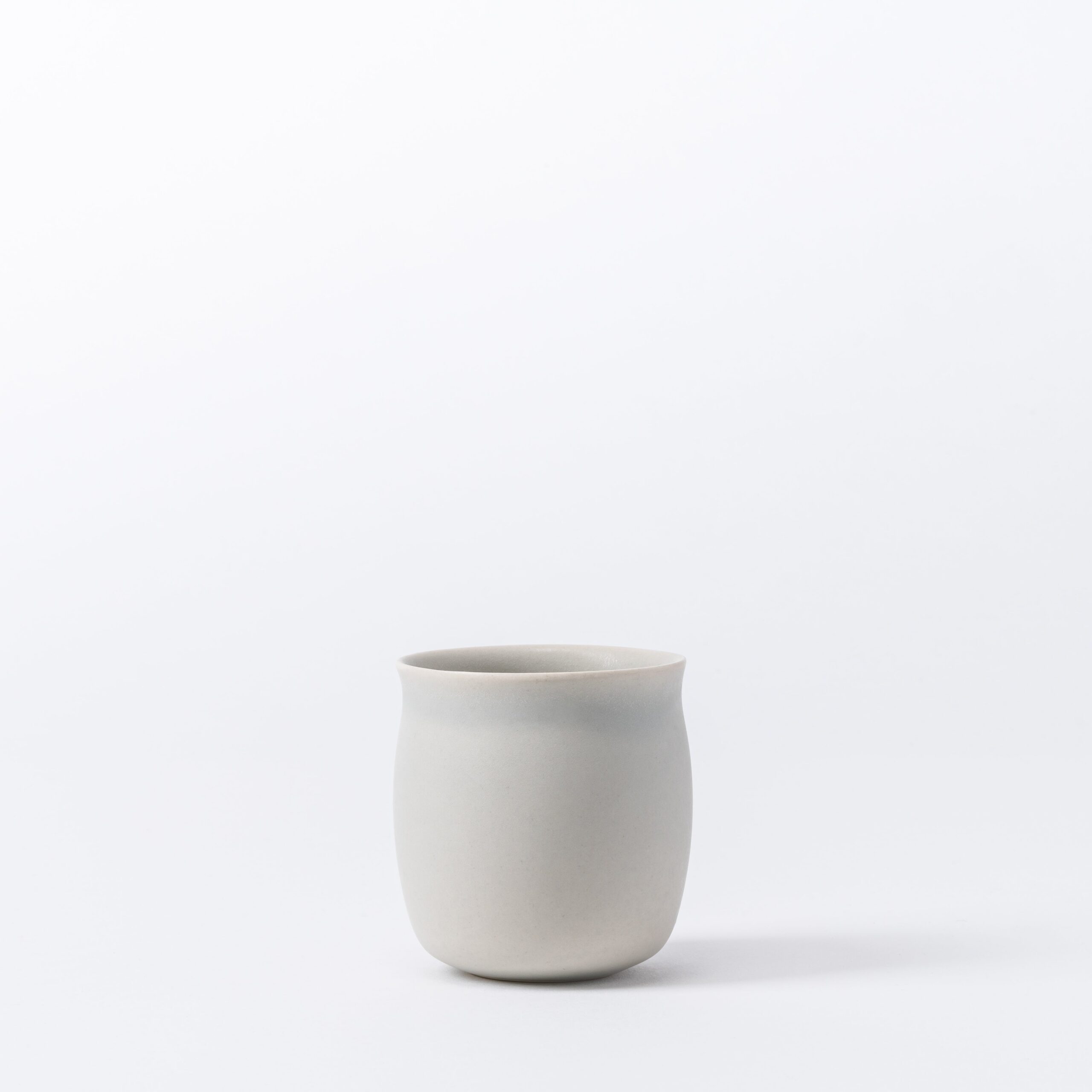 Set of 2 Small Misty Grey Tasting Cups - Rounded Ceramic Mini Set