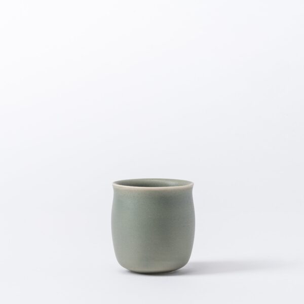 Set of 2 Small Olive Green Cups - Mini Ceramic Sippers