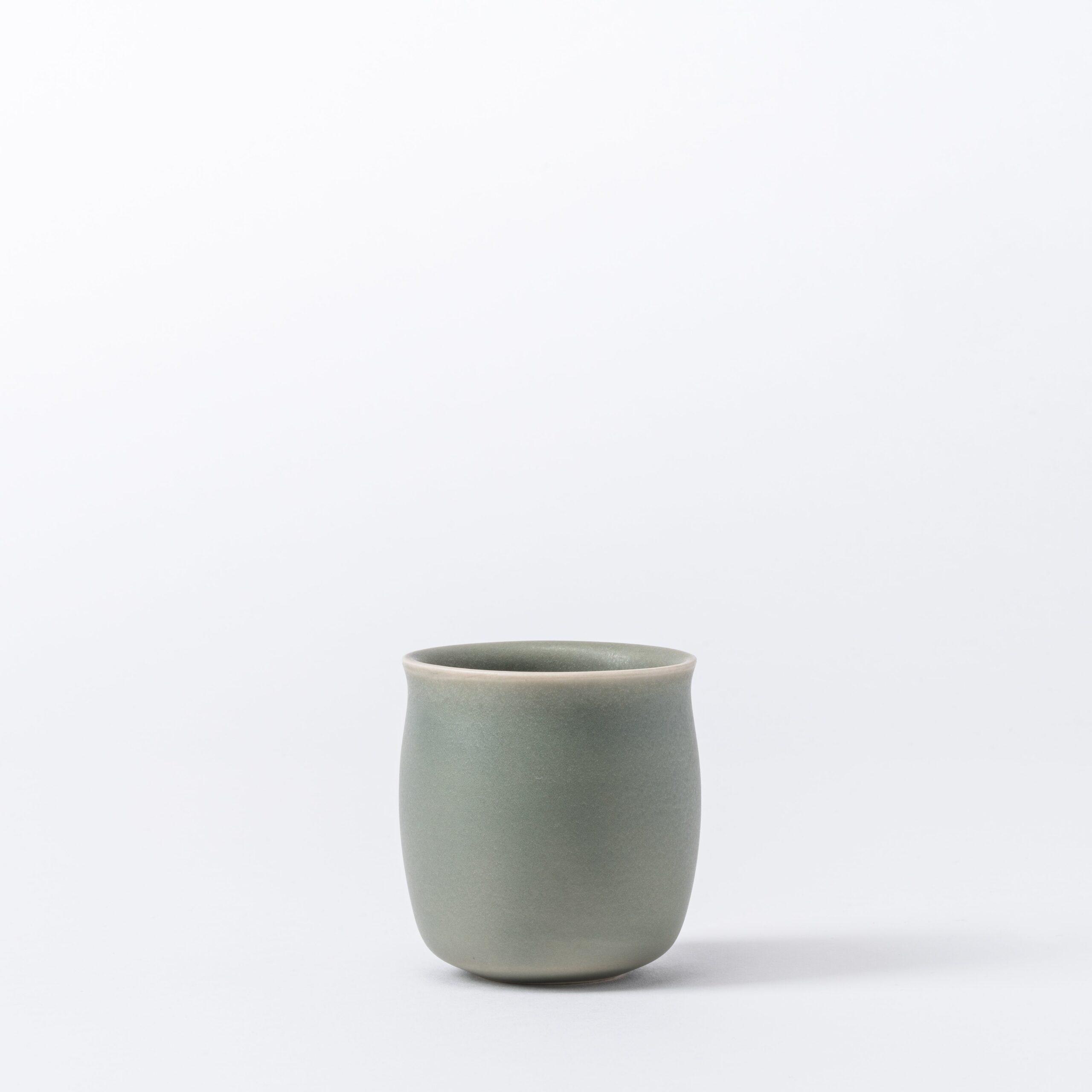 Set of 2 Small Olive Green Cups - Mini Ceramic Sippers