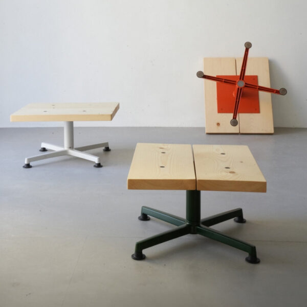 Light Grey Frame Wood-Top Side Table - Wood-Top Industrial Frame