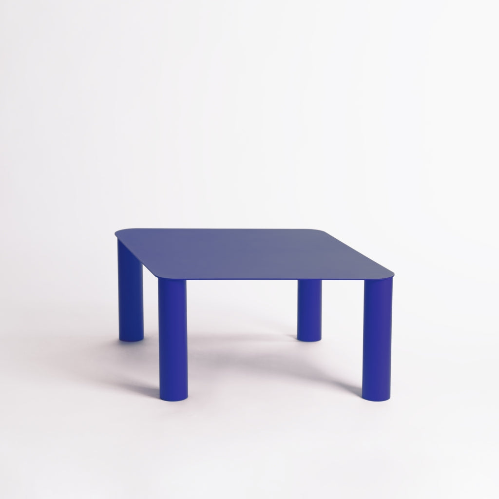 Blue Coffee Table - Rounded Rectangle Tubular Legs