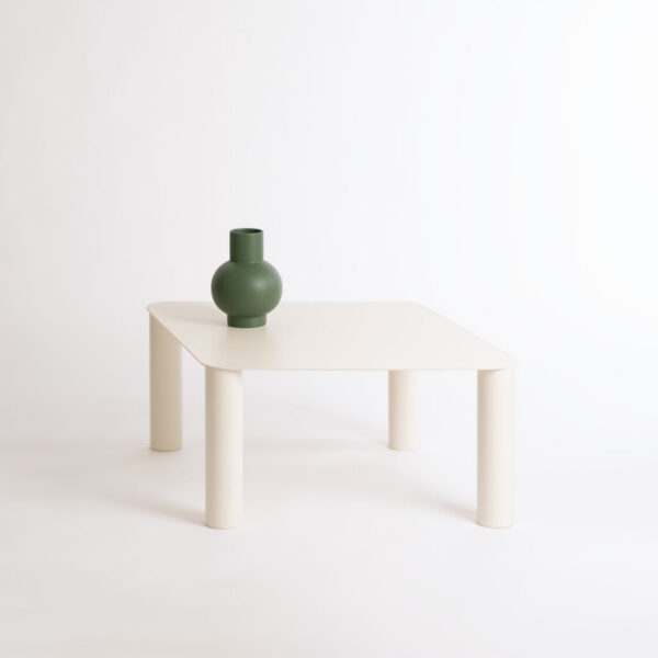 Pearl White Coffee Table - Rounded Rectangle Tubular Legs