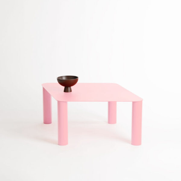 Pink Coffee Table - Sculpted Four-Leg Rounded Form