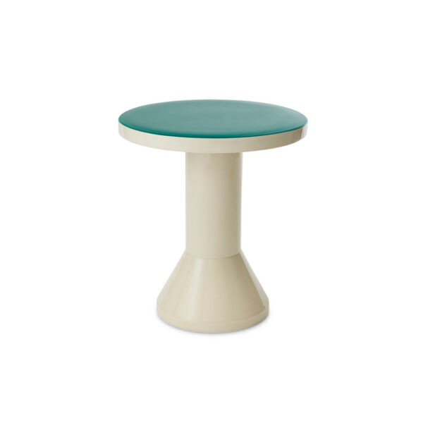 Peacock Blue and Concrete Grey Accent Table - Round Top Statement Base