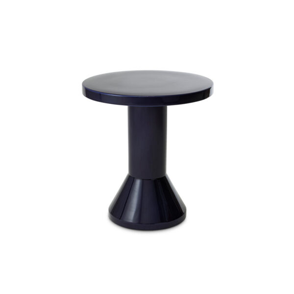 Deep Cobalt Pedestal Side Table - Gloss Flared Silhouette