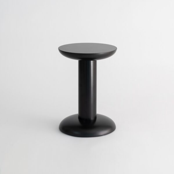 Black Side Table - Gloss Pedestal Dish Top