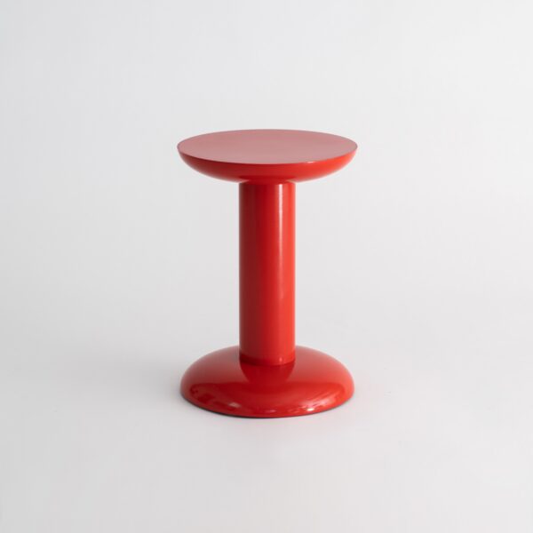 Carmine Red Side Table - Gloss Pedestal Dish Top