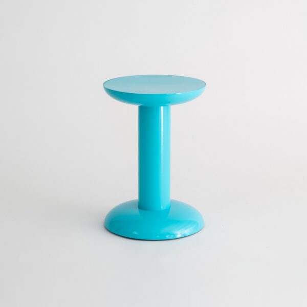 Turquoise Accent Table - Round Tray-Top Pedestal