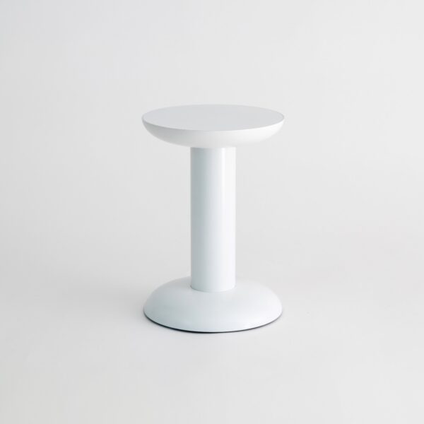 White Accent Table - Round Tray-Top Pedestal