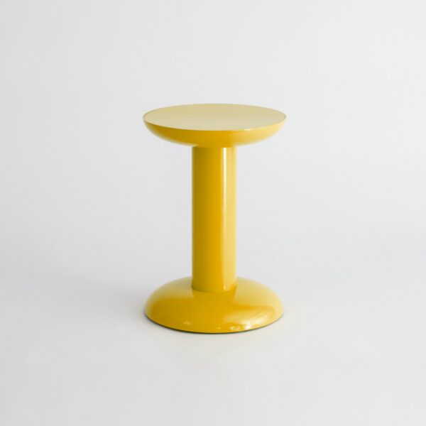 Yellow Pedestal Side Table - Modern Saucer Base