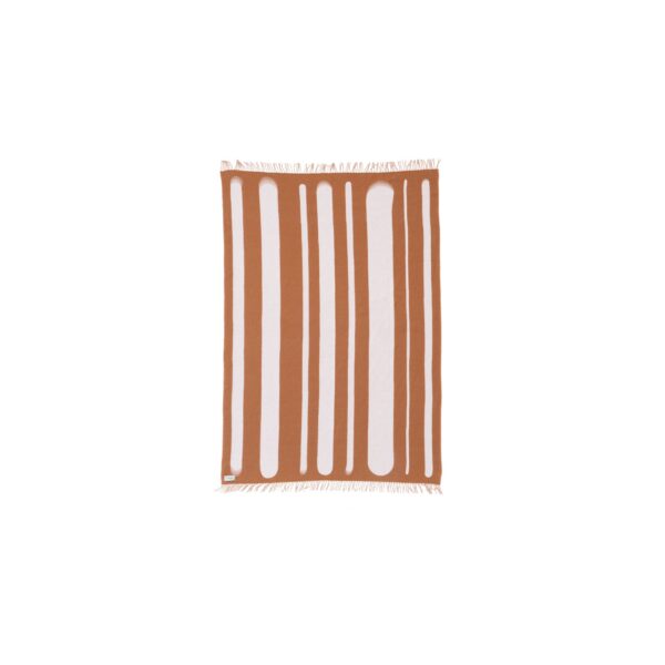 Tan and Milk Throw Blanket - Bold Brush Stripe Design