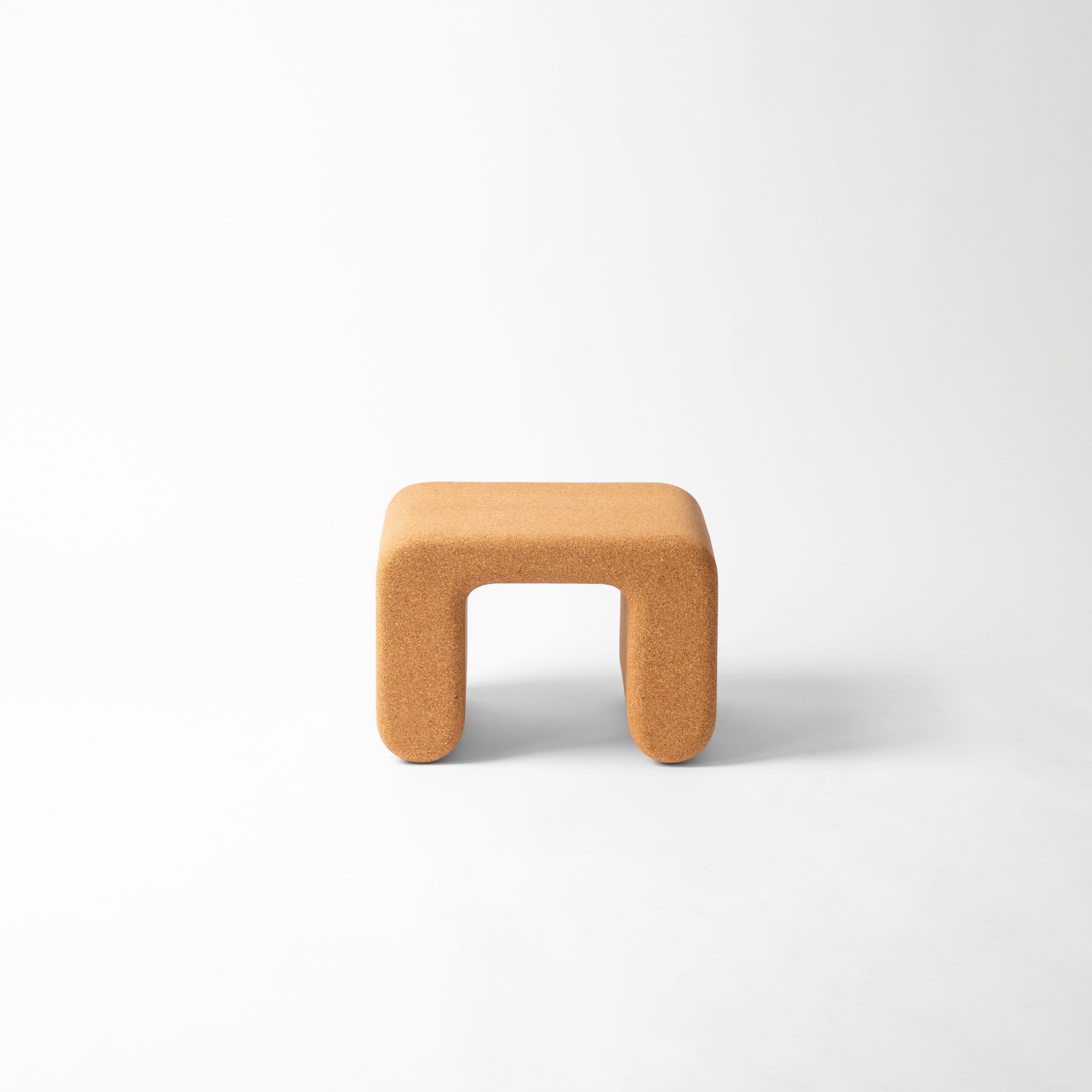 Natural Cork Side Table - U-Shaped Sculptural Form