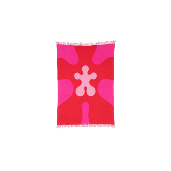 Red, Pink and White Art Throw - Bold Organic Pop Pattern