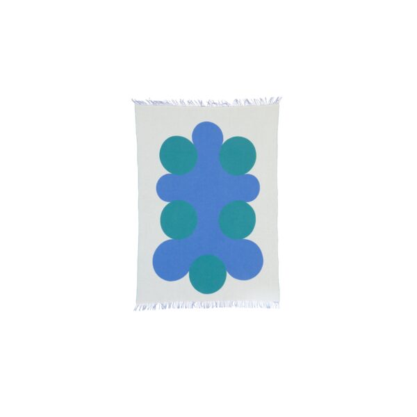 White, Blue and Leaf Throw Blanket - Oversized Retro Flower Motif
